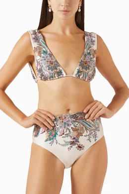 【Zimmermann】RHIANNON WIDE SHOULDER BIKINI★ペイズリー!! Rhiannon Wide Shoulder Bikini Cream Multi Paisley Online