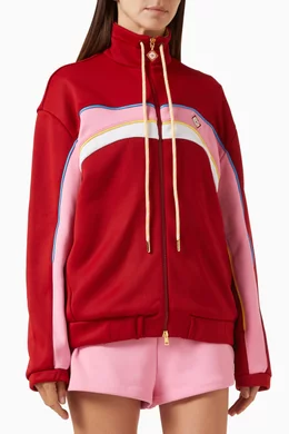 Buy Casablanca Red Tricot Oversized Track Jacket For Women