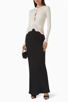 christopher esber twisted verner lace long sleeve maxi dress Christopher Esber Open Twist Verner Lace Long Sleeve Dress in Black Size 10