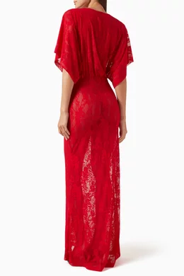 Buy Norma Kamali Red Obie Gown in Lace For Women Online | Ounass Oman