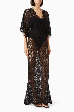norma kamali crochet dress Norma Kamali Sleeveless Swing Maxi Dress
