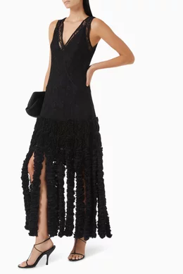 Buy Alexis Black Jeysa Fringe-hem Dress in Lace For Women Online | Ounass  Oman