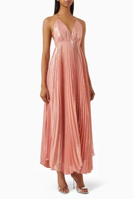 Buy Alice + Olivia Pink Adalyn Halter Maxi Dress in Silk-blend For Women  Online | Ounass Oman