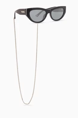 Buy Jimmy Choo Black Crystal-embellished Cat-eye Sunglasses  display picture 3