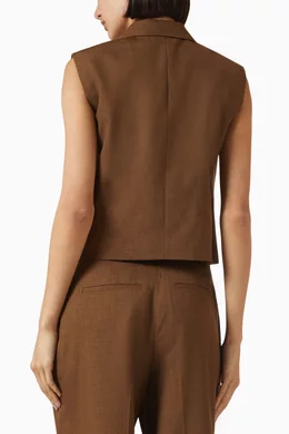Buy Theory Brown Double-breasted Vest in City Twill For Women