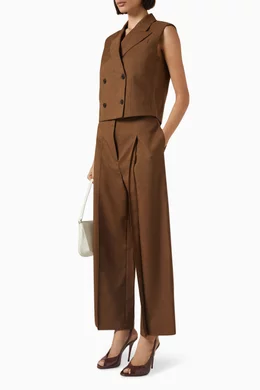 Buy Theory Brown Double-breasted Vest in City Twill For Women