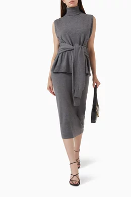 double layer knit dress Vintage 70's geometric knit double layer maxi dress