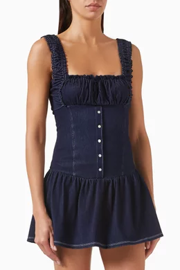 Buy Frankies Bikinis Blue Christa Mini Dress in Denim For Women Online