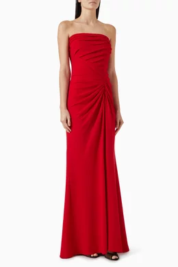 Strapless Gathered Gown in Crepe