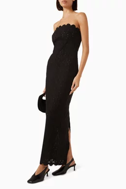 st agni crochet dress St. Agni Cotton Crochet Maxi Dress - Black