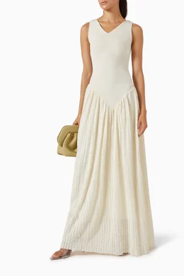 prudence knit dress Buy Jenny K Tran White Maxi in Jersey & Lace For Women Online lacedetailed