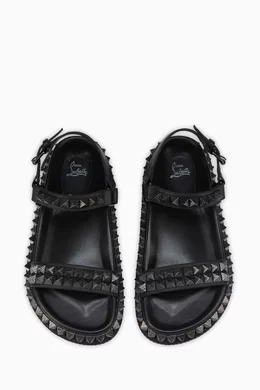 Christian Louboutin｜Pyrabizz Sandal ブラックレザーサンダル Pyrabizz spiked leather sandals in black - Christian