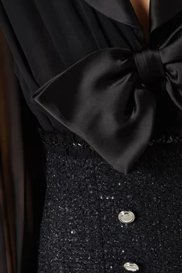 Buy Alessandra Rich Black Sequin-embellished Bow Dress in Tweed For Women  Online | Ounass Oman