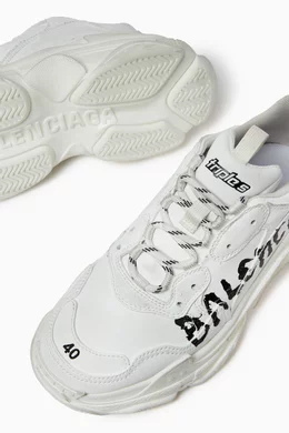 Buy Balenciaga White Triple S Paint Logo Sneakers For Women