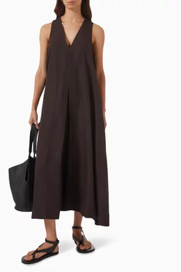 Buy COS Brown A-line Maxi Dress in Linen Blend For Women Online | Ounass  Oman