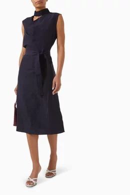 cos cut out dress COS Women's Cutout Cowl-Neck Midi Dress in Indigo
