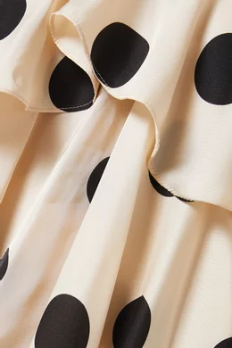 Buy Mac Duggal Neutral Tiered Ruffle Polka-dot Gown in Charmeuse For Women  Online | Ounass Oman
