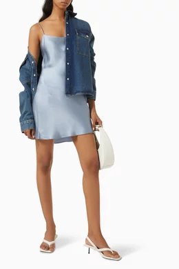 anine bing chloe mini dress Buy ANINE BING Blue Chloe Mini Dress in Silk Blend For Women Online