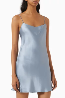 anine bing chloe mini dress Buy ANINE BING Blue Chloe Mini Dress in Silk Blend For Women Online