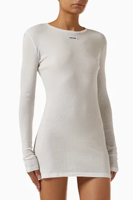 Buy Miu Miu White Logo Dress in Rib-jersey For Women Online | Ounass Oman
