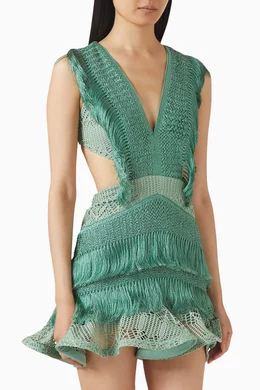 patbo green fringe dress Patbo AMBER Fringe Mini Dress