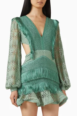 Buy PatBO Green Samba Fringe Cut-out Mini Dress For Women Online | Ounass  Oman