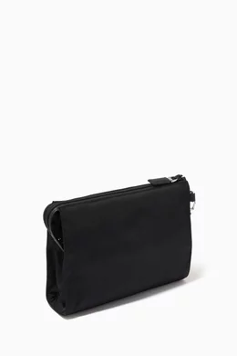 Buy Prada Black Triangle Logo Pouch in Re-Nylon & Saffiano Leather