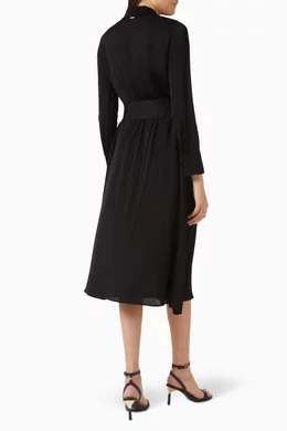 Buy Armani Exchange Black Belted Shirt Midi Dress in Viscose For Women  Online | Ounass Oman