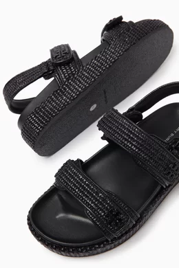 Buy Tory Burch Black Kira Sport Sandals in Raffia For Women