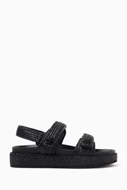 Buy Tory Burch Black Kira Sport Sandals in Raffia For Women