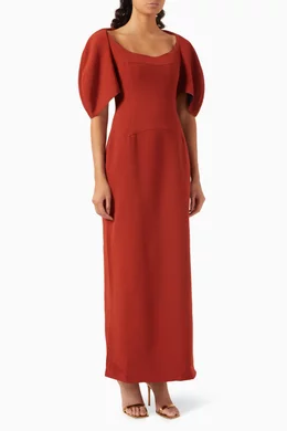 strapless open back dress RED DROP EARRINGS| Rebekajewelry