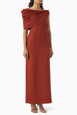strapless open back dress Amelia Bubble Maxi Dress / Ruby Red | Meshki
