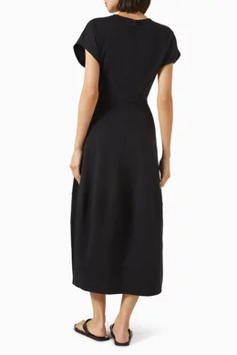Buy COS Black Sculpted Midi Dress in Cotton For Women Online | Ounass Oman