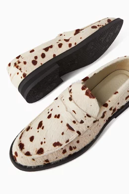 Buy Duke and Dexter Brown Wilde Penny Loafers in Cow-printed Pony