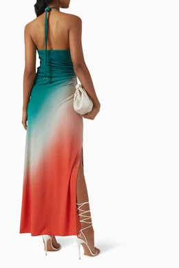 blue winter tapestry long sleeve maxi dress Blue Winter Tapestry Long Sleeve Maxi Dress