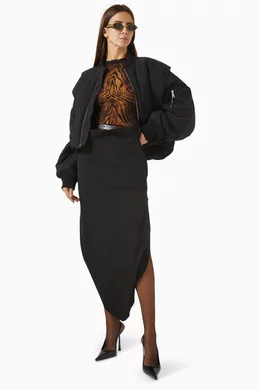 ワンピース JEAN PAUL GAULTIER Women Mid Skirts RO244BM07 0001 Black Jean-Paul GAULTIER FEMME Belted Zipper Wrap Skirt Size 40(K