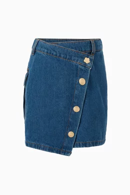 Buy KENZO KIDS Blue Wrap Skirt in Denim For Girls Online | Ounass Oman