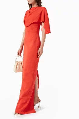 【REBECCA VALLANCE】Freyja Cape Gown ケープ ガウン Freyja Cape Gownn Vibrant Orange – Rebecca Vallance