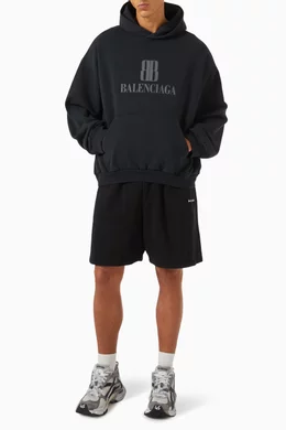 Buy Balenciaga Black Nano BB Medium Fit Hoodie in Dry Fleece