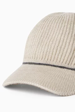 Brand New BRUNELLO CUCINELLI Sparkling Cashmere Baseball Cap Beige * Sz L BRUNELLO CUCINELLI Bead-embellished cotton-blend twill  main image 4