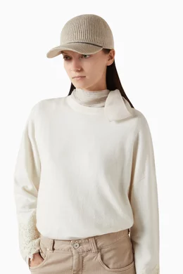 Buy Brunello Cucinelli Neutral Sparkling Baseball Cap in  display picture 1