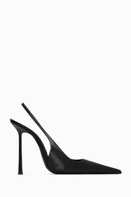 Buy SAINT LAURENT Black Vendome 110 Slingback Pumps in Glazed