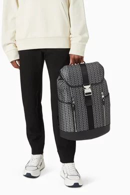 Buy Michael Kors Black Eli Aviator Backpack in Logo Jacquard  display picture 2