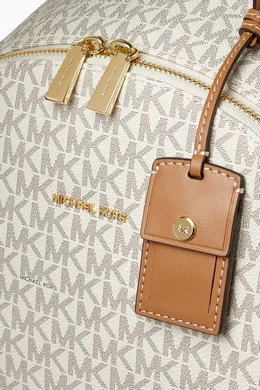 Buy Michael Kors Neutral Sable Large Signature Logo Backpack  display picture 3