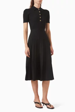 michael kors ribbed stretch knit polo dress Stretch Knit Polo Midi Dress