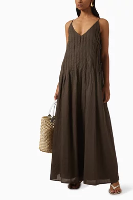 Buy DISSH Brown Tahlia Midi Dress in Linen For Women Online | Ounass Oman