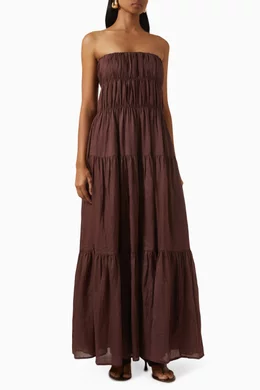 dissh brown strapless dress ROISIN BITTER CHOC COTTON STRAPLESS  DISSH
