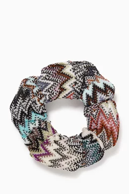 Buy Missoni Neutral Chevron Knitted Scrunchie For Girls  display picture 3