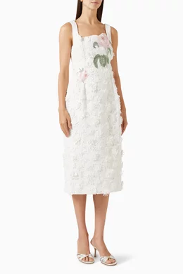 knee length dresses for ladies LEO LIN Transcencence Rose Lace Pleated Dress White – To Be Continued  Preloved main image 0