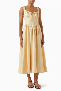 Buy Reformation Yellow Balia Dress in Linen For Women Online | Ounass Oman